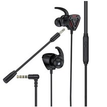 무선핀마이크 PS4 Xbox 용 GM3 게임용 이어폰 PC iPhone 7/6/6s/5 듀얼 마이크 인 이어 헤드셋이 장착 된 NS 스테레오 유선 헤드폰, 01 Black red 3.5mm