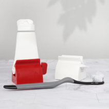 모던 스탠드 치약짜개 디스펜서 욕실용품 치약거치대, 화이트 2개 + 레드 2개