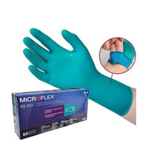 안셀 마이크로플렉스 내화학 장갑 93-260 50매입 일회용 네오프렌 고무 라텍스 케미컬 실험실 병원, 안셀 마이크로플렉스 93_260 50매입 M, 1개
