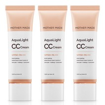 마더메이드 아쿠아라이트 CC크림 SPF50+ PA+++ 내추럴 톤업 베이지 메이크업베이스 톤업선크림 씨씨크림 파데프리 모공 프라이머, 내추럴베이지 (21호~23호), 3개, 40ml