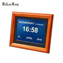 8인치 전자 LCD 큰 문자 노인 의학 화면 알림 알람 시계 디지털 사진 프레임 크리스마스 선물, 02 WHITE_04 AU 플러그