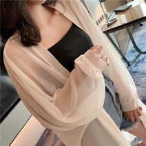 Makone 여신 롱타입 자외선차단옷 여성여름옷 200근 유럽풍 빅사이즈뚱뚱한 mm루즈핏 쉬폰 카디건 밖에걸쳐입는스타일 숄 유행