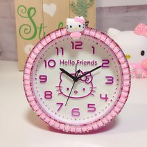 에끌 예쁜탁상시계 신혼선물 알람시계 음소거 귀여운 소년 소녀 창조적 인 만화 알람 시계 어린이를위한 특별한 침대 옆 플래시 드릴 학생을위한-12673, 01.KT 파우더 젤리 다이아몬드