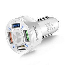Kebidu4 포트 USB 자동차 충전 12V 24V 48W 고속 7A 아이폰 11 샤오미 화웨이 휴대폰 충전기 어댑터 차량용, 02 4 Port White