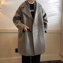 코트 겨울 모직 지퍼 장식 스타일 따뜻한 트렌치