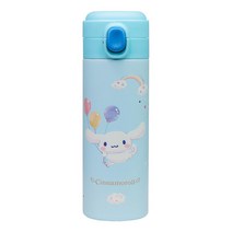 산리오 시나모롤 논슬립바닥 원터치 이중 잠금 보냉 보온 보틀 스텐 텀블러 400ml 물병, 블루