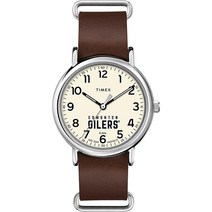 Timex Tribute 남성용 NHL 위켄더 40mm 쿼츠 가죽 스트랩 뉴욕 아일랜더스, Edmonton Oilers