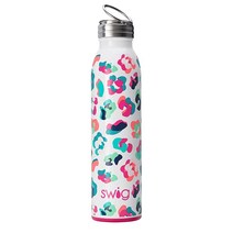 Swig Life 591.5ml(20온스) 트리플 단열 스테인리스 스틸 물병 링 플립 핸들 식기세척기 사용 가능 이중 벽 및 진공 밀봉 재사용 워터 텀블러 팜 스프링 [미국 직배송
