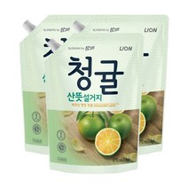 참그린 청귤 산뜻 설거지 주방세제 리필, 1kg, 3개