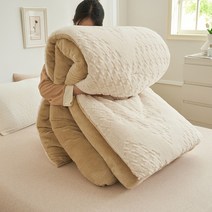 구스매트 부드럽고 두꺼운 겨울 담요 인공 양고기 캐시미어 가중 침대용 아늑한 이불, [03] 200x230cm 4kg, [04] Milkshake white