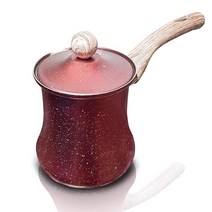 12온스 터키 커피 포트 - 맛있는 커피를 위한 터키 이브릭 뚜껑이 있는 다용도 아라비아 커피 포트 - 튼튼한 스테인리스 스틸 커피 포트 - 부식 방지 및 식품 등급 소재 (35, Marble Brick Red