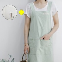 HY X형 린넨 앞치마 단추형 유치원 어린이집 보육교사 네일 주방 원피스, 1개, 민트_일반형