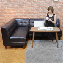 패브릭소파ㄱ자 ㄴ자 병원 대기석 대기실 쇼파 소파, 코너 싱글피스 다크 브라운 브라운 가죽