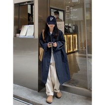 Ogfaour 잉글리시 고급스러운 디자인 감각의 롱 코트 여 추복 2022 나른한 바람 작은 키 트렌치코트렌치코트 A22090305