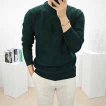 로니제이 남자 8컬러 와플 무지 라운드 니트