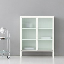 마켓비 OFFICY 유리캐비넷 2문 수납장 9001100, 화이트 6806.5571