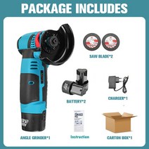 충전그라인더 충전 그라인더 디월트 호환 그라인더 무선그라인더 미니 앵글 그라인더 브러시리스 커터 12, 02 2PCS Batteries_02 EU