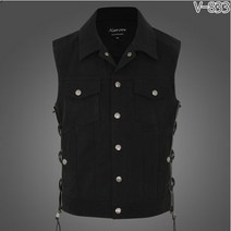 포켓블랙 데님조끼 바이크 라이더 할리조끼 용품 의류 패션조끼, 100