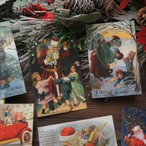 생일축하카드 팝업카드 메세지 세트빈티지 겨울 잉크 그림 산타 카드 스크, 01 random send 15 장 세트