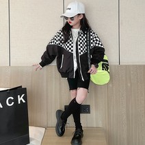 여아 가을 얇은 짚업 자켓 바둑판 체크 스타디움 점퍼 주니어 바람막이 오버핏 빅사이즈 야구점퍼 이쁜곳