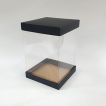 투명 케이크 박스 2단 학센미니 박스 미니(블랙-10매), 화이트수제받침