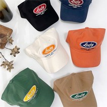 [잇백잇슈] 럭키레터링볼캡 자수 기본 일상 국내제작, 진베이지