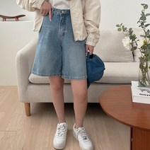 로멜즈 데님 팬츠 버뮤다팬츠 5부 반바지 청반바지 1color
