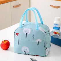가방 직장인 알루미늄호일 도시락통 핸드백 두꺼운 보온 있음 밥 간편 점심식사 2302483638, 쿨러백 블루 작은 나무