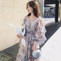느슨한 30대 여성 3040원피스 예쁜 비치 빅사이즈 77 롱스커트 쉬폰원피스 루즈핏