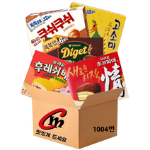 cm전용 포장 박스 1004번 오리온제과 대용량 과자 5종 모음 (초코파이 1개+후레쉬베리 1개+고소미 1개+다이제초코 1개+ 쿠쉬쿠쉬 1개), 1세트