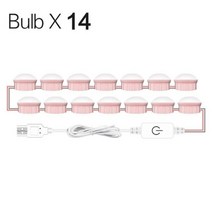 파우더룸 화장대 조명 화장대 거울 조명 LED 메이크업 화장대 램프 터치 디밍 USB DC12V 드레싱 테이블 세면 용품 침실 홈 벽 거울 램프 전구, 14 Bulbs Pink, CHINA, Two Years Warranty