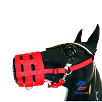 두꺼운 웨빙 말입 가리개 입질 물림 방지 헤드 커버 가죽 쿠션 재갈, 레드 L