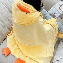 오린이 똑딱이 오리 후드 집순이 극세사 망토 담요 [Duck Character Hoodie Blanket Manteau Cape]