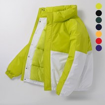 후앙스 오버핏 커플 배색포인트 푸퍼 숏패딩 BOJP-7124