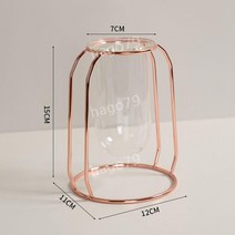 1+1 골드프레임 수경식물 비커 화분 유리 럭셔리 꽃병 장식품 인테리어, 33. 15cm 높은 로즈 골드 수경법