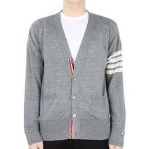 디몬트 23 S/S 톰브라운 남성 사선완장 V넥 울 가디건(연그레이) MKC002A Y1014 058