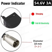 가전부품 TANGSPOWER 54.6V 3A 리튬 배터리 충전기 54.6V3A 13S 48V 리튬 이온 배터리 팩 충전기용 전기 자, 02 3-Pin XLR_01 미국