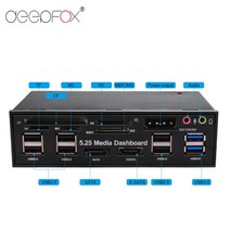 DeepFox-다기능 5.25 인치 미디어 대시보드 카드 리더기 USB 2.0 USB 3.0 20 핀 e-SATA SATA 전면 패널 광학 드라이브 베이, CHINA