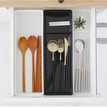 주방 수저 포크 나이프 서랍속 수납트레이 2개 커트러리보관함 조리기구통 분리박스, 클리어와이드