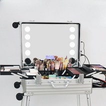 화장품 가방 이동식 조명 미니 수납 화장대 거울 간이 테이블 LED, PC6세대24인치실버터치스크린A