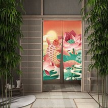 중문커튼 방풍 비닐 커튼 자석형 방한문 중문일본 우키요-전자 도어 커튼 잉어 크레인 출입구 벚꽃 리넨 장, 13 CLX00102_04 80x120cm