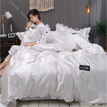 시원한 실크 이불 침구 세트 커버 냉장고 에어컨 레이스 모던 쿨링 여름 침대 공주풍