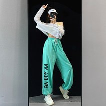 YAPOGI 캐주얼 힙합바지 스트릿웨어 여성용 스웨트팬츠