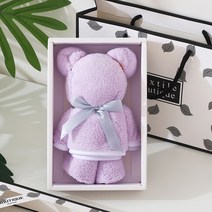 생일 결혼식 연회 기념 핸드타월 귀여운 선물 대량 타올 단체선물 답례품, 보라색  고급 선물 상자