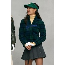 이랜드 [잭니클라우스]NC 강남 여성 체크패턴 파일플리스 반집업 티셔츠 LWTAW22231GRX_강남점, 그린/95_1