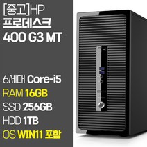 HP 중고 프로데스크 400 G3 MT 6세대 Core-i5 SSD탑재 윈도우 11설치 데스크탑 PC 사은품증정, 02_Core-i5/16GB/256GB+1TB