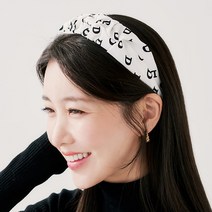 화이트 쉬폰 이니셜 HD 여성헤어밴드 넓은 머리띠 2종, 영문H