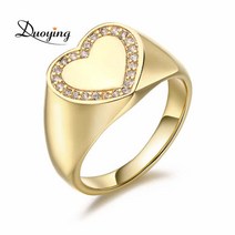패션 반지 선물 DUOYING CZ 커스텀 반지 커스터마이즈 링 남성 앤티크 하트 새겨진 이름 쥬얼리