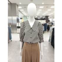 (ZOOC 주크) 칼라넥 볼륨소매 체크패턴 블라우스 V233MSC906(1986952)
