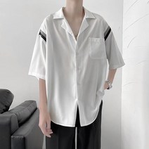 패션 트렌드 루즈한 남성 캐주얼 여름 심플 만능 반팔 아이스 실크 셔츠